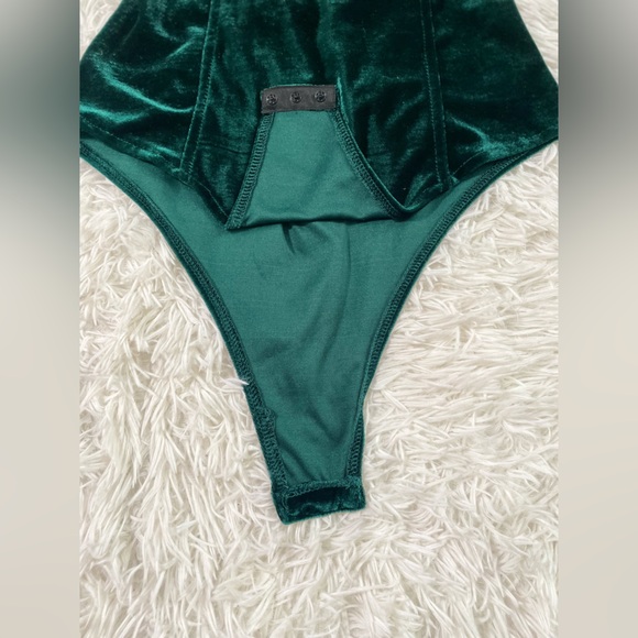 Fairy Whimsigoth Grunge Sabrina Carpenter Velvet Corset Bustier Green Bodysuit M - Picture 4 of 14